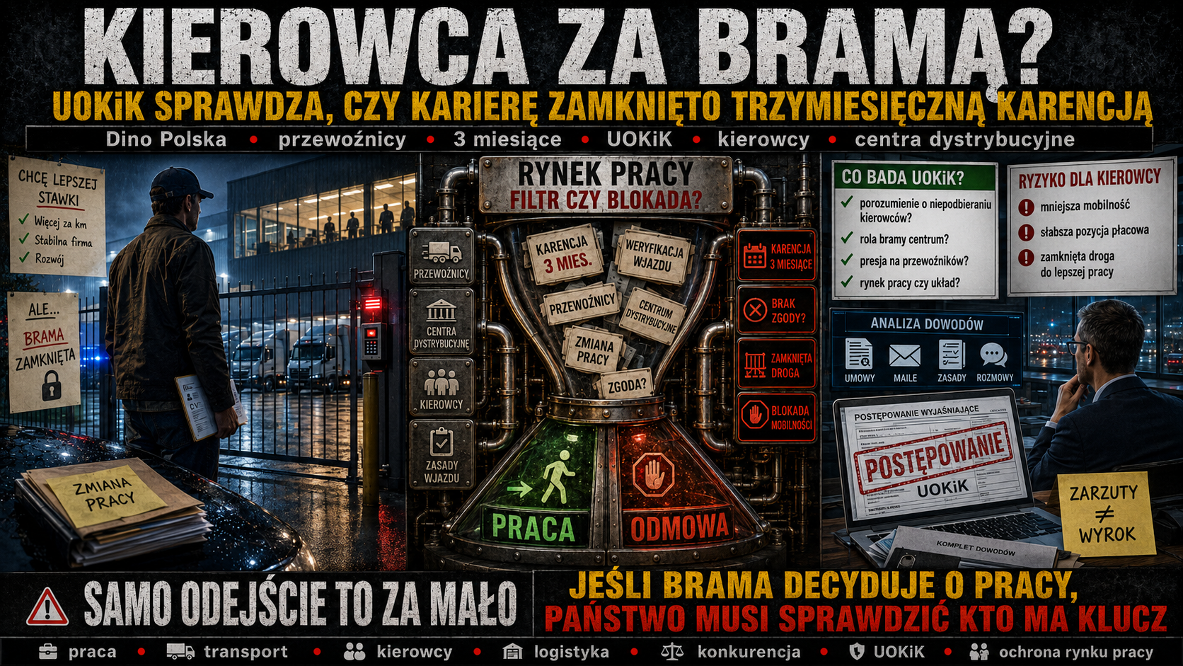 Kierowca za bramą. UOKiK sprawdza, czy Dino i przewoźnicy zamknęli ludziom rynek pracy.