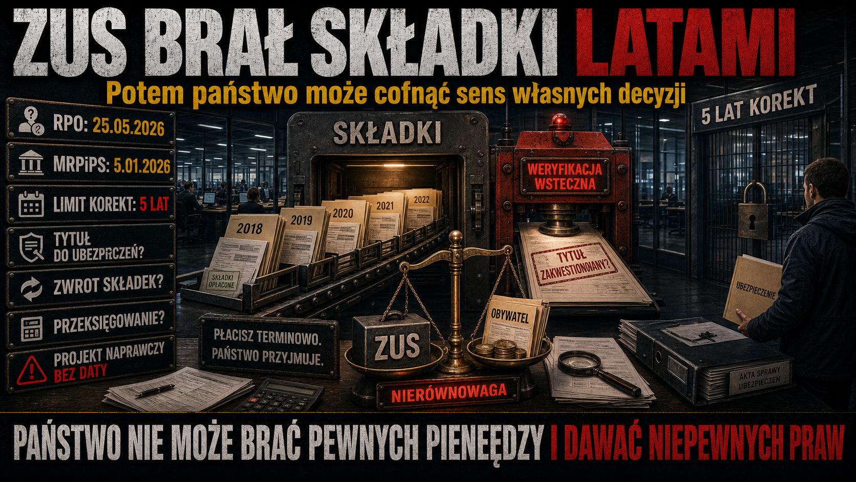 ZUS bierze składki przez lata. Potem obywatel słyszy, że państwo może cofnąć sens własnych decyzji.