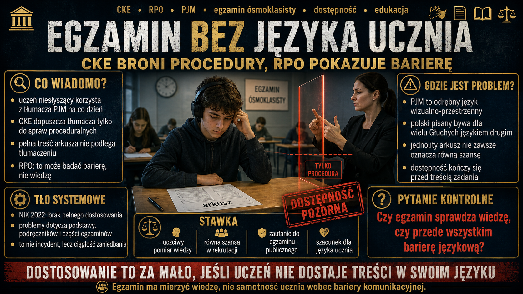 Egzamin bez języka ucznia CKE broni procedury RPO pokazuje barierę1