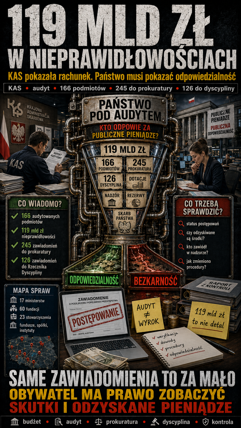 119 miliardów w nieprawidłowościach. KAS pokazuje rachunek, którego państwo nie może zamieść pod dywan.