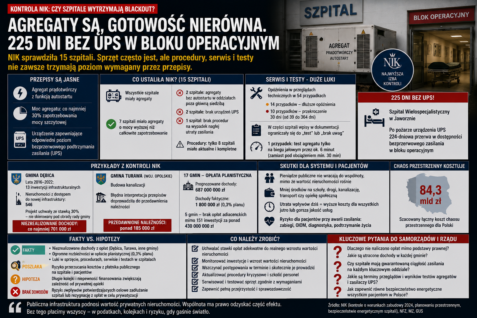 Partactwo, szpital bez agregatów szok.