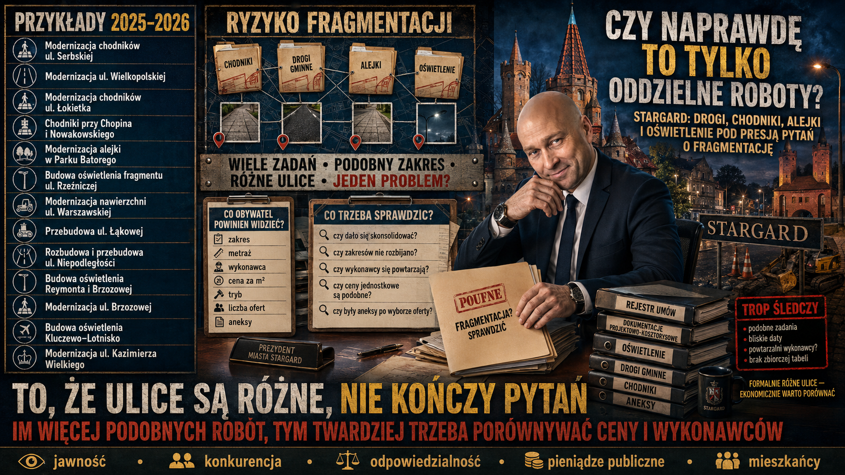 Roboty drogowe chodniki alejki oświetlenie ryzyko fragmentacji1